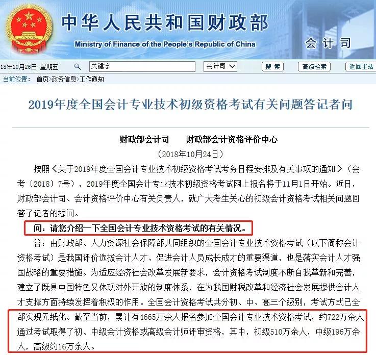 最新消息：2019年会计初级职称考试通过率降了！中级考试又将情况如何呢？