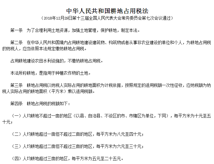 国家税务总局通知:新耕地占用法出台,9月1日开始执行!