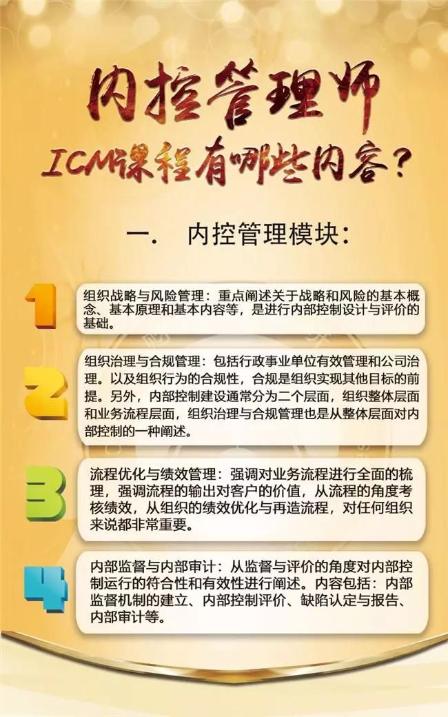 揭秘内控管理师ICM项目，看课程设置，知考试范围